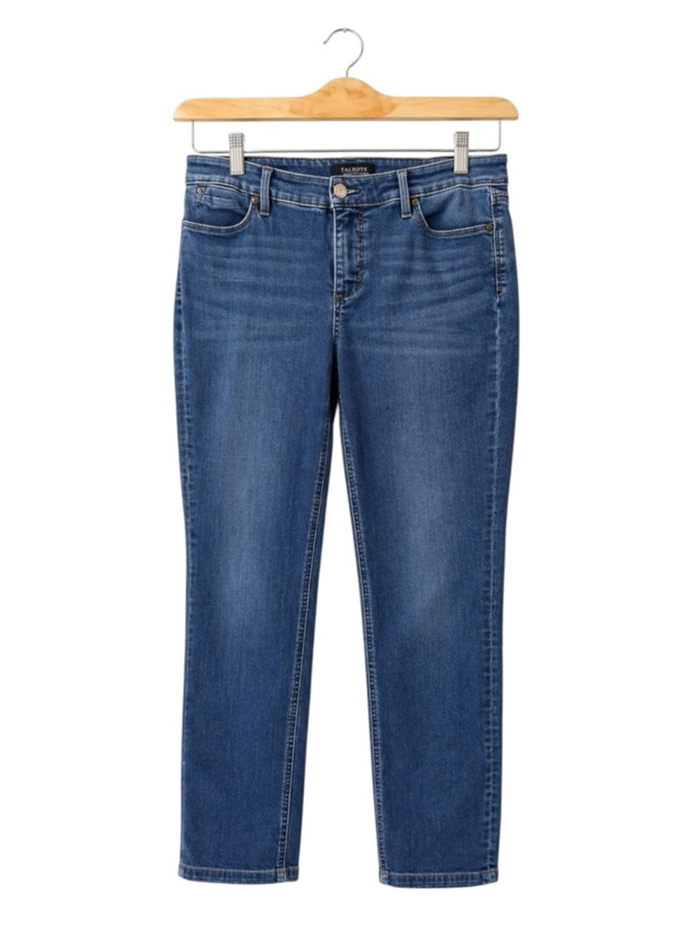 Talbots‎ Straight Leg Jeans Medium Wash Stretch Denim Blue Size 10